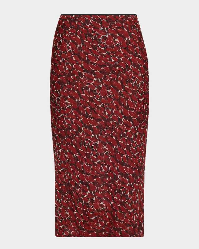 Printed Cotton-Silk Midi Skirt